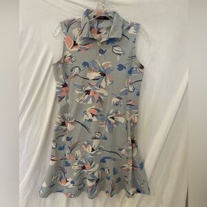 Polo gold Ralph lauren collared sleeveless floral gold dress sz small